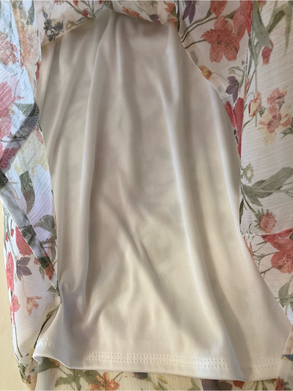 A. Byer Floral Sheer Ruffle Tie-Neck Blouse size large - Picture 7 of 11